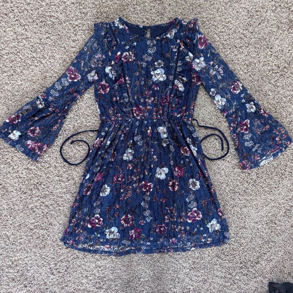 xtraordinary girl size 14 dress floral blue